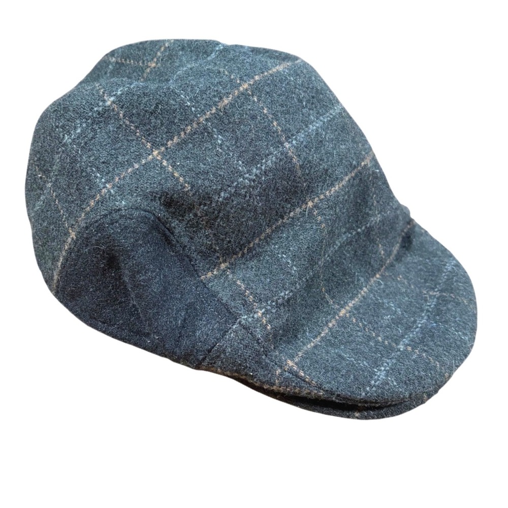 Y2K Twee Grunge Plaid Wool‎ Blend Flat Cap Ivy Driver Hat L/XL